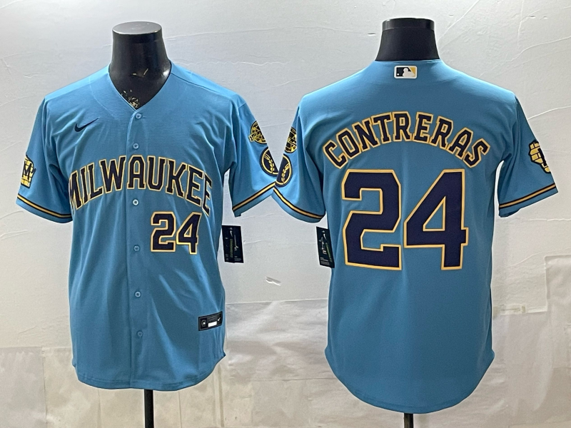 Men 2026 Milwaukee Brewers #24 Contreras blue Game Nike MLB Jersey 0403002->milwaukee brewers->MLB Jersey
